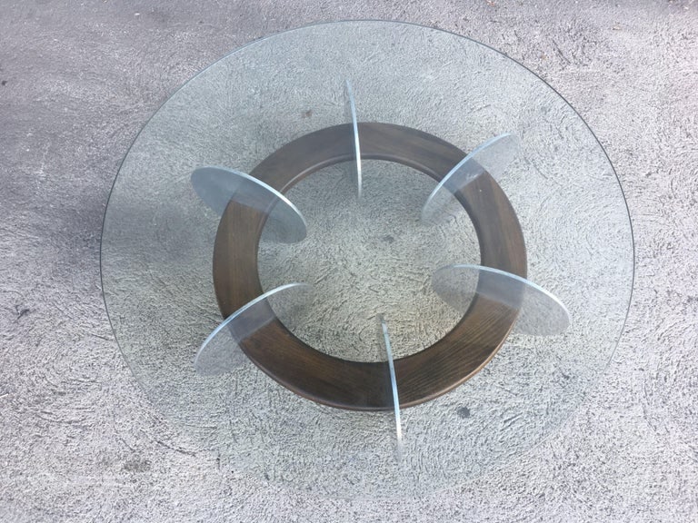 Knut Hesterberg Inspired Round Walnut and Stainless Steel Coffee Table - 8