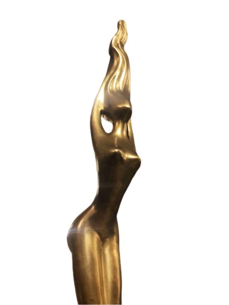 Large Abstract Lovers Bronze Sculpture on Enameled Steel Base - 3