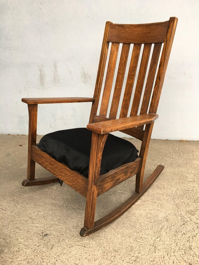 Mission Chestnut Slat Back Rocking Chair by National Chair Co. - 4