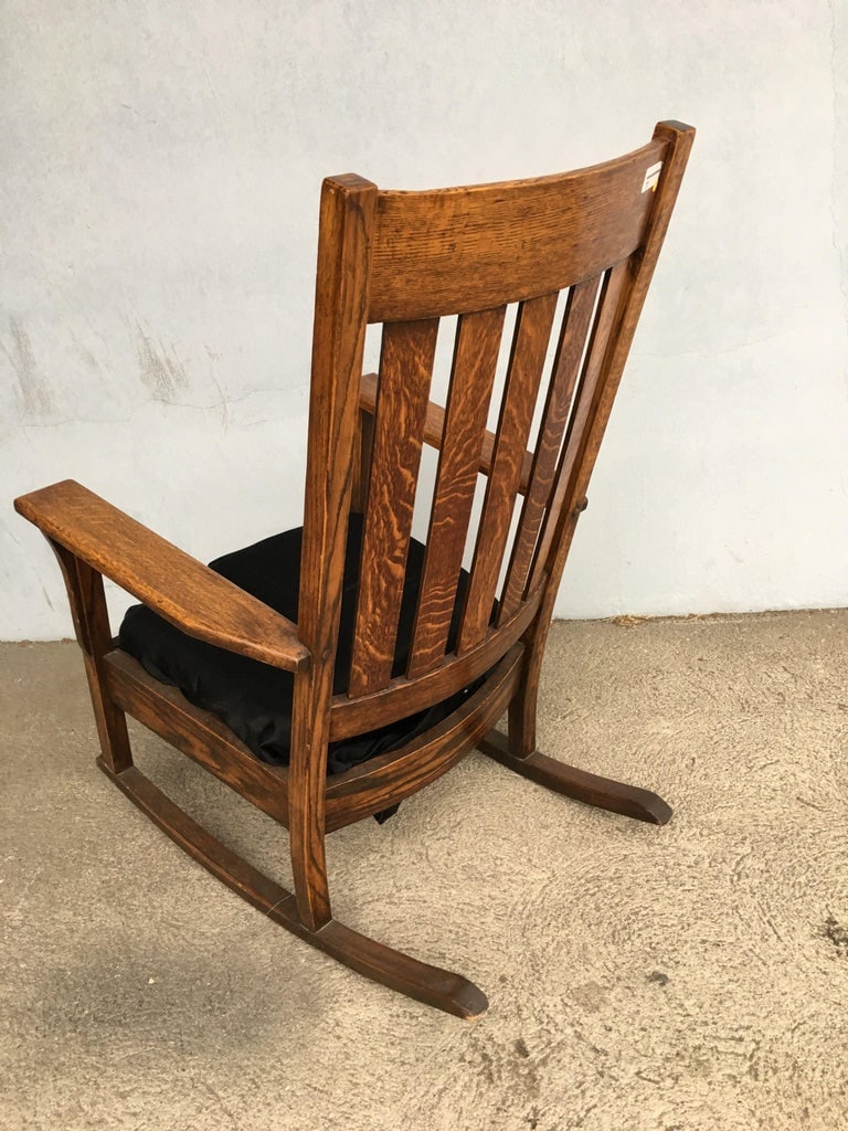Mission Chestnut Slat Back Rocking Chair by National Chair Co. - 6