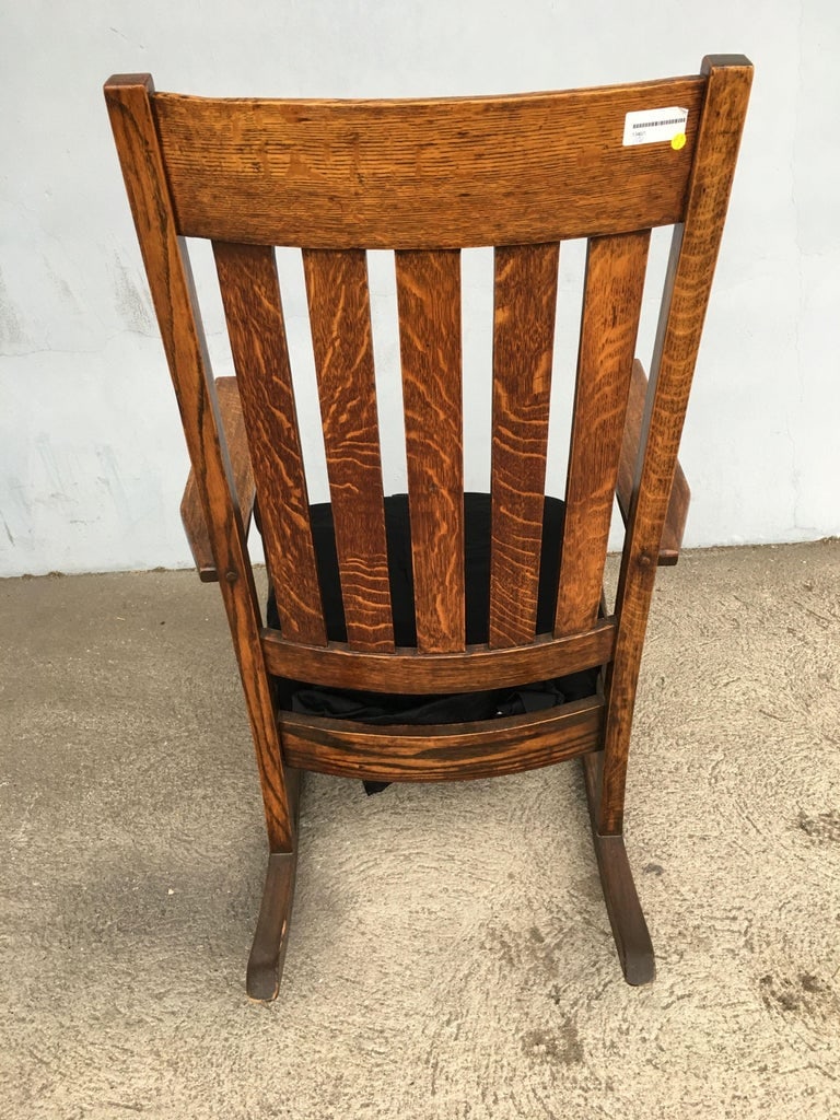 Mission Chestnut Slat Back Rocking Chair by National Chair Co. - 7