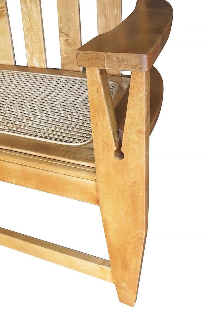 Blonde Wood Sofa with Clothespin Shaped Accents In The Style of Stickley - 7