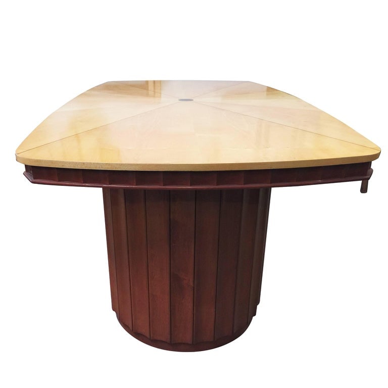 Eliel Saarinen Style Dining Table with Sculpted Bases and Inlay Top - 3