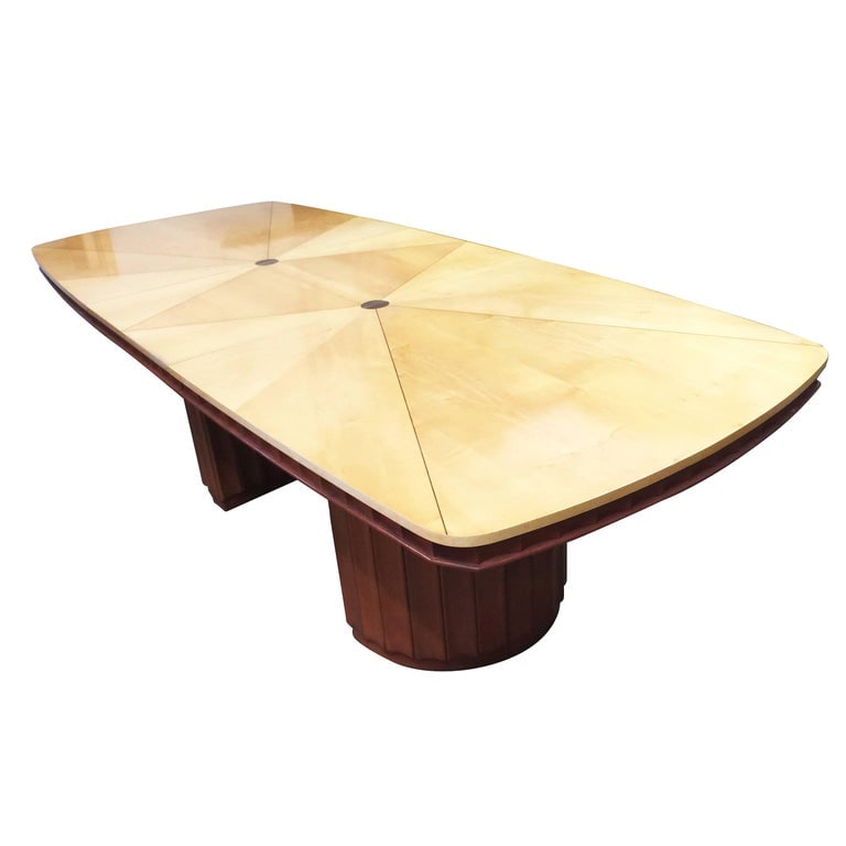 Eliel Saarinen Style Dining Table with Sculpted Bases and Inlay Top - 6