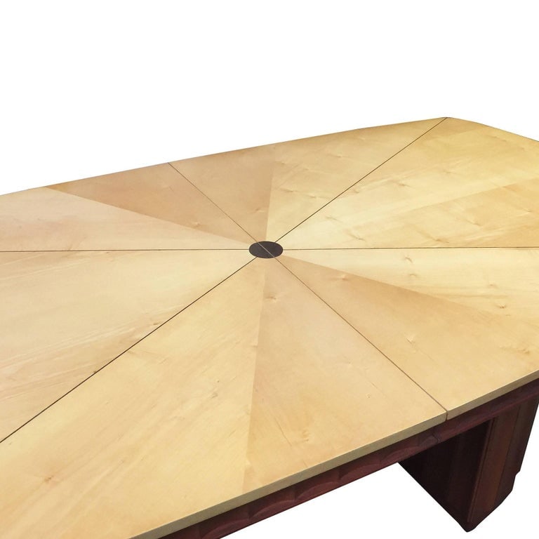 Eliel Saarinen Style Dining Table with Sculpted Bases and Inlay Top - 8