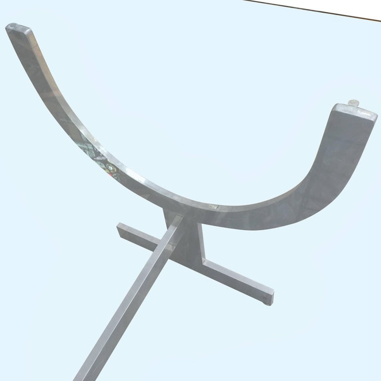 Machined Aluminum Dining Table with Glass Top - 8