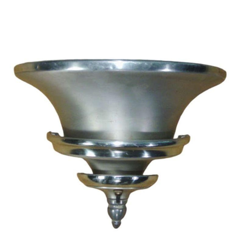 Brushed Aluminum Art Deco Demilune Wall Sconces by Walter Von Nessen, Pair - 4
