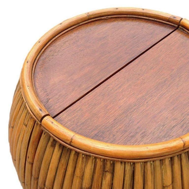 Restored Large 1940s Rattan and Mahogany Pumpkin Bar - 7