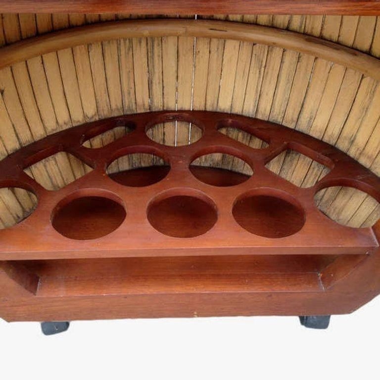 Restored Large 1940s Rattan and Mahogany Pumpkin Bar - 8