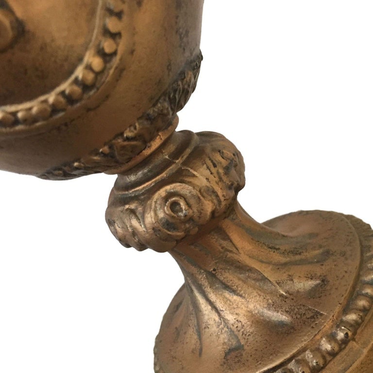 Hollywood Regency Style Goldtone Spelter Urn Table Lamp on Marble Base - 5