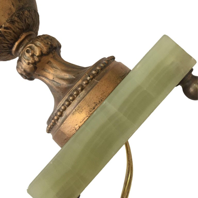 Hollywood Regency Style Goldtone Spelter Urn Table Lamp on Marble Base - 6