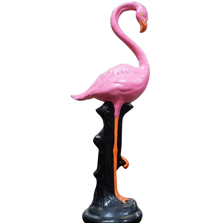 8 Foot Bespoke Flamingo on Roman Column Pedestal Mixed Media Sculpture, 2 Availa - 5