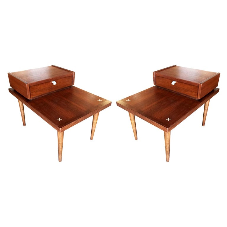 American of Martinsville Two-Tier Bedside Table Pair - 2