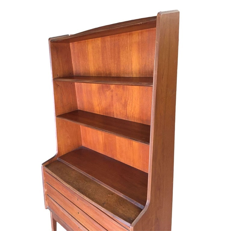 Danish Modern Teak Bookcase Cupboard Display Cabinet with Locks - 6
