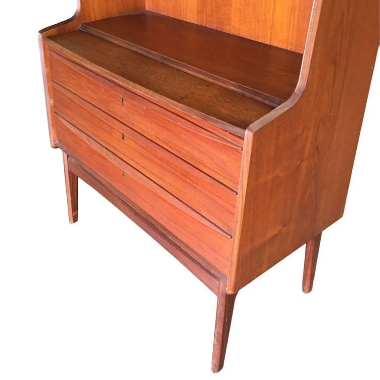 Danish Modern Teak Bookcase Cupboard Display Cabinet with Locks - 8