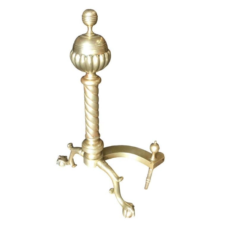 Art Nouveau Brass Fireplace Tool Set, Screen, Andiron, and Log Bucket Set - 6