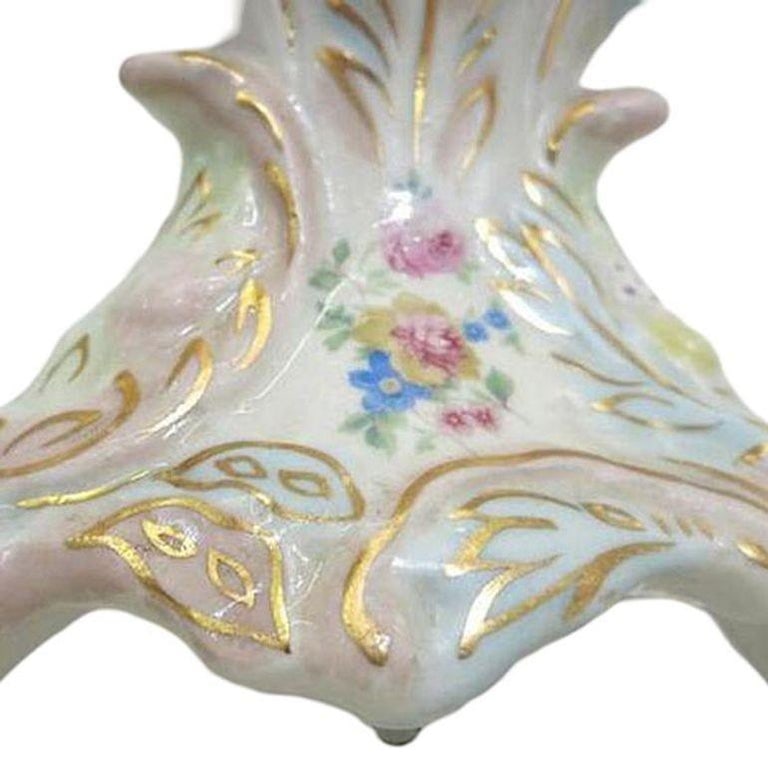 Mid-century Capodimonte Style Italian Ceramic Floral Table Lamp, Pair - 8