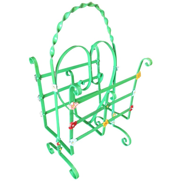 Wrought Iron Heart Floral Accent Magazine Stand - 2