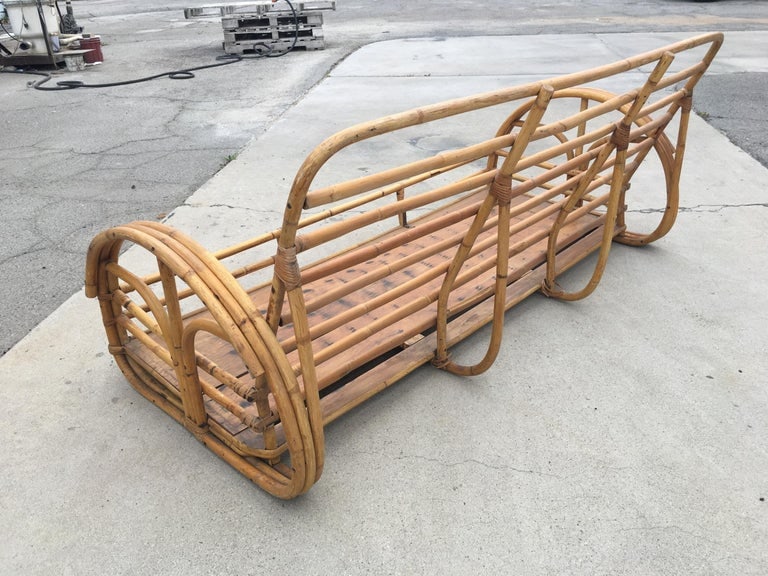 Restored "Floral Rose" Arm Rattan 3-Strand 3-Seater Sofa with Scoop Base - 8