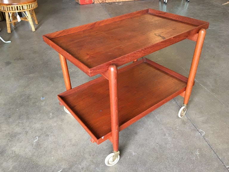 Poul Hundevad Attributed Danish Modern Expanding Rolling Bar Cart - 3