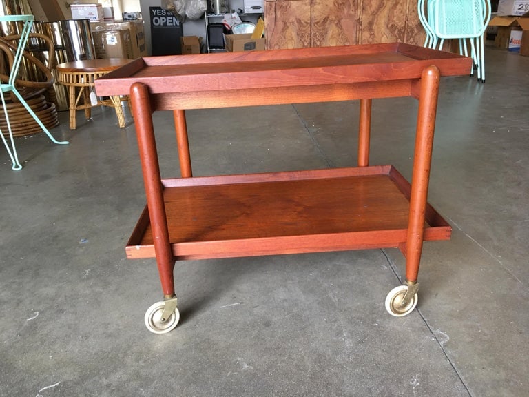 Poul Hundevad Attributed Danish Modern Expanding Rolling Bar Cart - 4