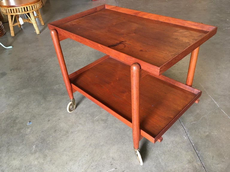 Poul Hundevad Attributed Danish Modern Expanding Rolling Bar Cart - 5