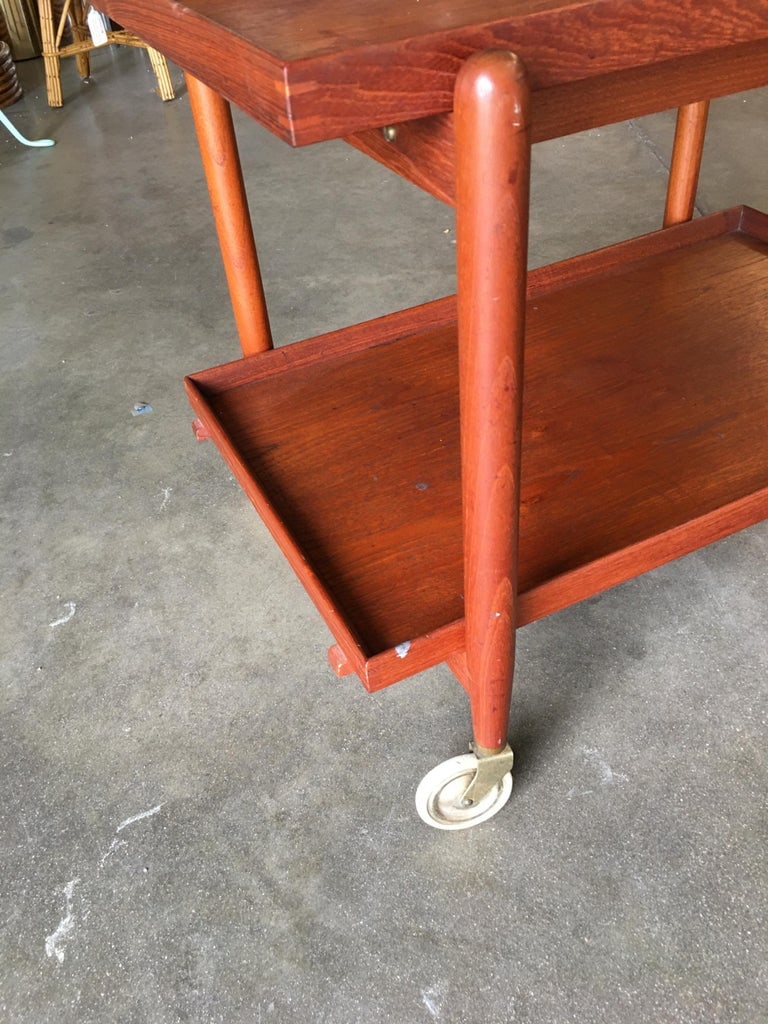 Poul Hundevad Attributed Danish Modern Expanding Rolling Bar Cart - 6