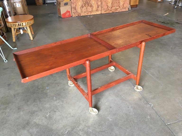 Poul Hundevad Attributed Danish Modern Expanding Rolling Bar Cart - 8