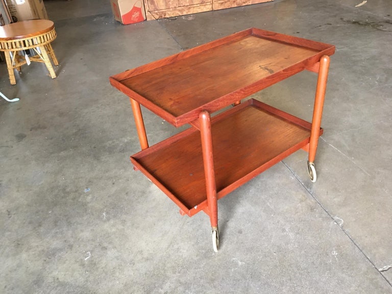Poul Hundevad Attributed Danish Modern Expanding Rolling Bar Cart - 9