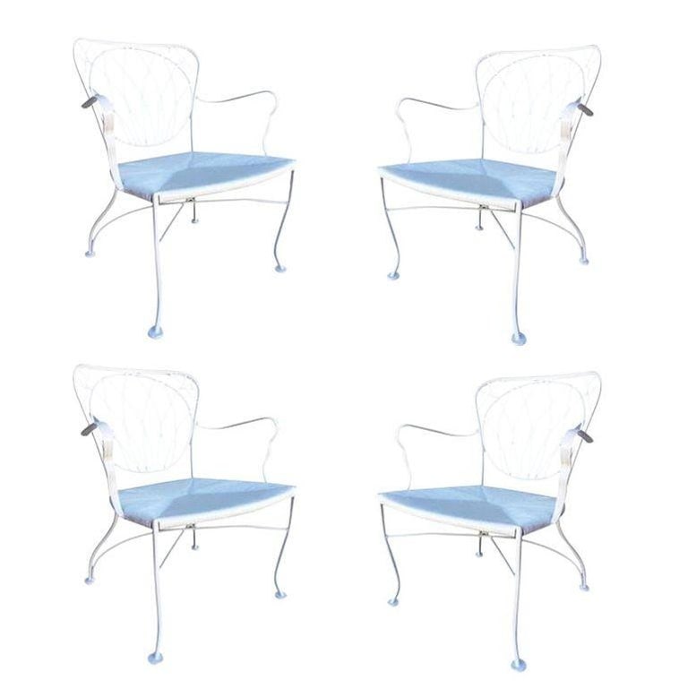 Woodard Art Nouveau Iron Patio/Outdoor Lounge Chair, Set of 4 - 9