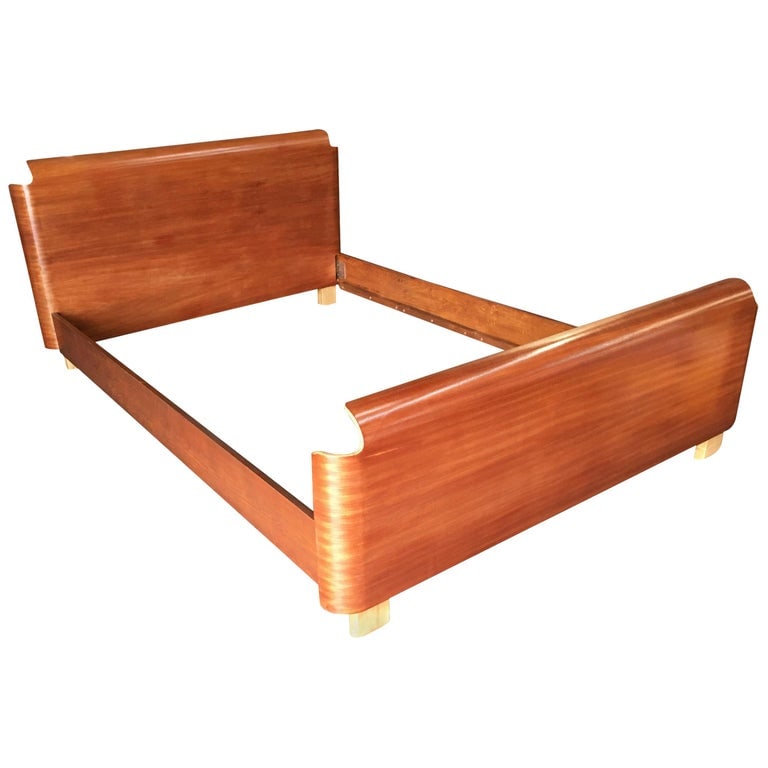 Mid Century Herman Miller DCW Style Molded Mahogany Plywood Full Size Bed Frame - 2