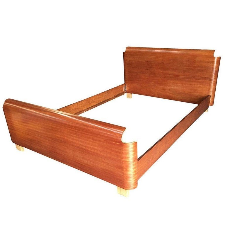 Mid Century Herman Miller DCW Style Molded Mahogany Plywood Full Size Bed Frame - 4