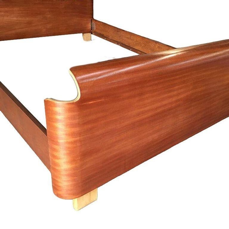 Mid Century Herman Miller DCW Style Molded Mahogany Plywood Full Size Bed Frame - 6