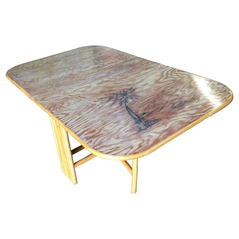 Rare Restored Gateleg Dining Table with Screen Printed Plywood Top - 2