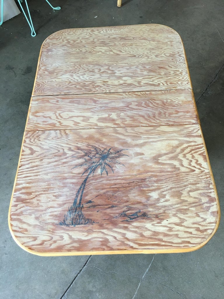 Rare Restored Gateleg Dining Table with Screen Printed Plywood Top - 4