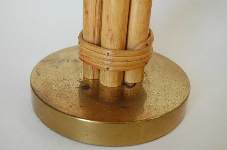 Restored Midcentury Six-Strand Rattan Table Lamp & Brass Base W/ Fancy Wrapping - 5