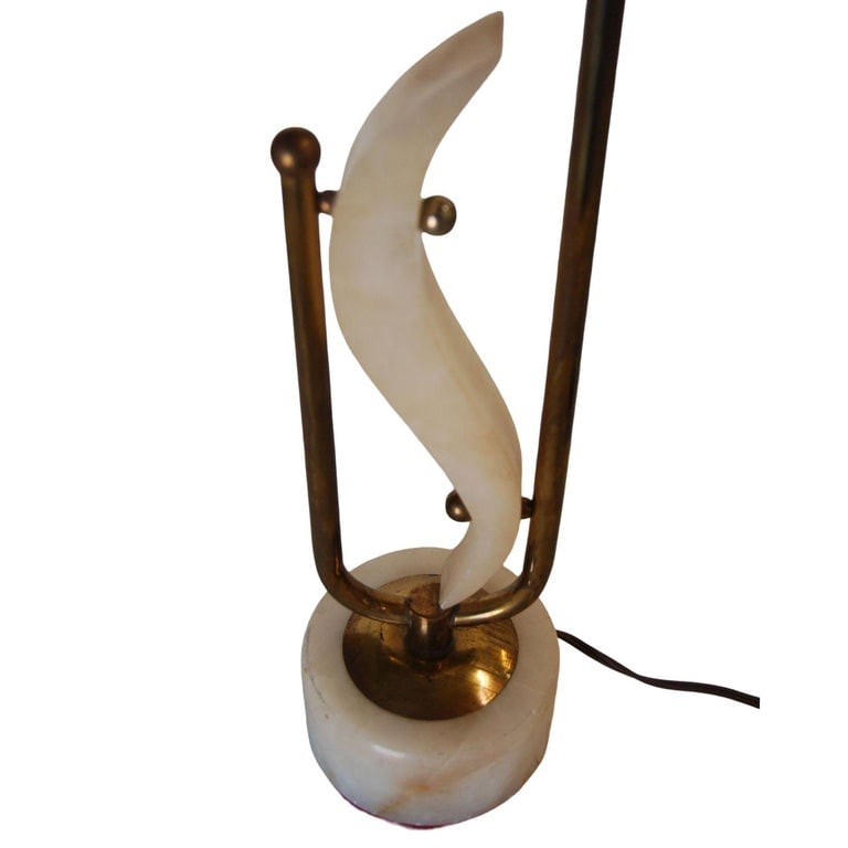 Pair of Freeform Marble and Brass Abstract Sculptural Table Lamps - 6