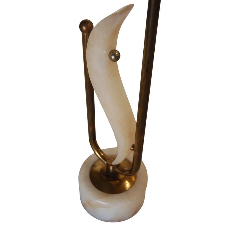 Pair of Freeform Marble and Brass Abstract Sculptural Table Lamps - 7