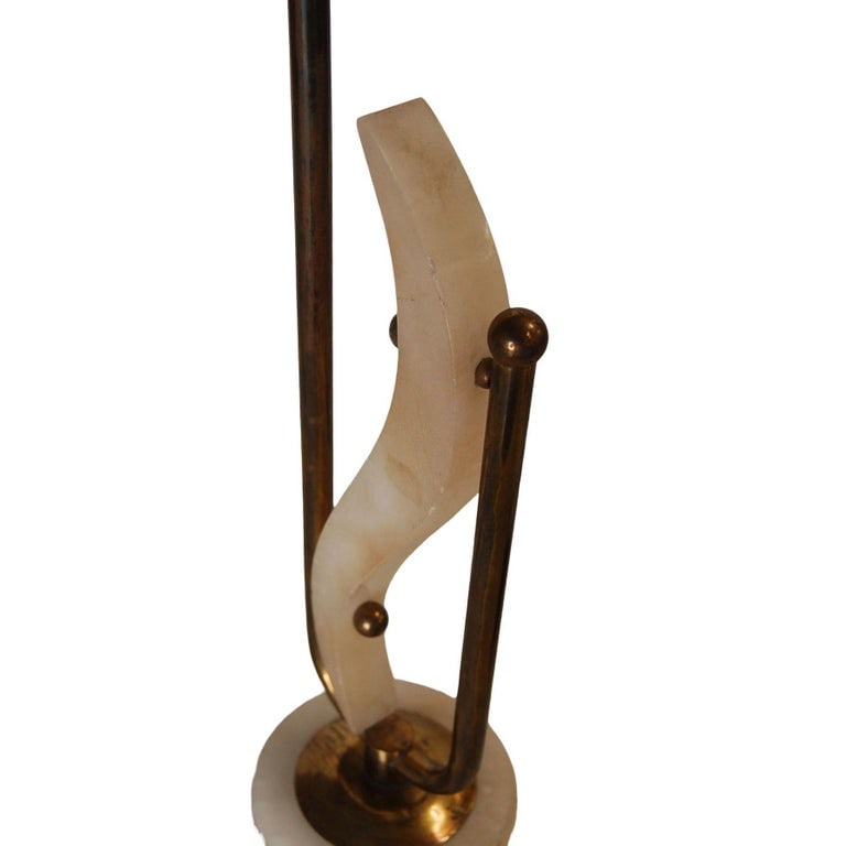 Pair of Freeform Marble and Brass Abstract Sculptural Table Lamps - 8