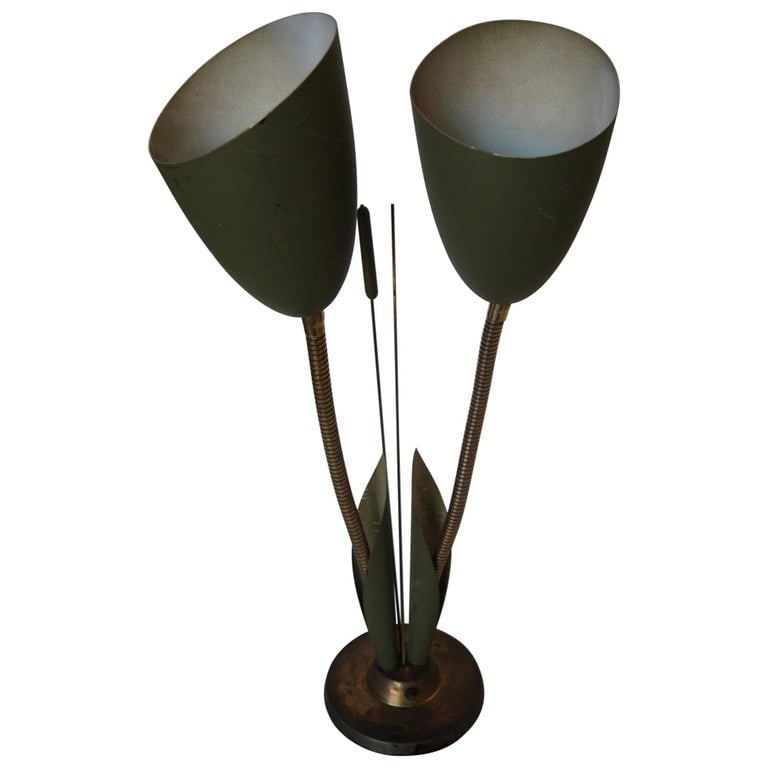 Green Enamel Double Gooseneck Adjustable Calla Lily Desk Lamp - 2