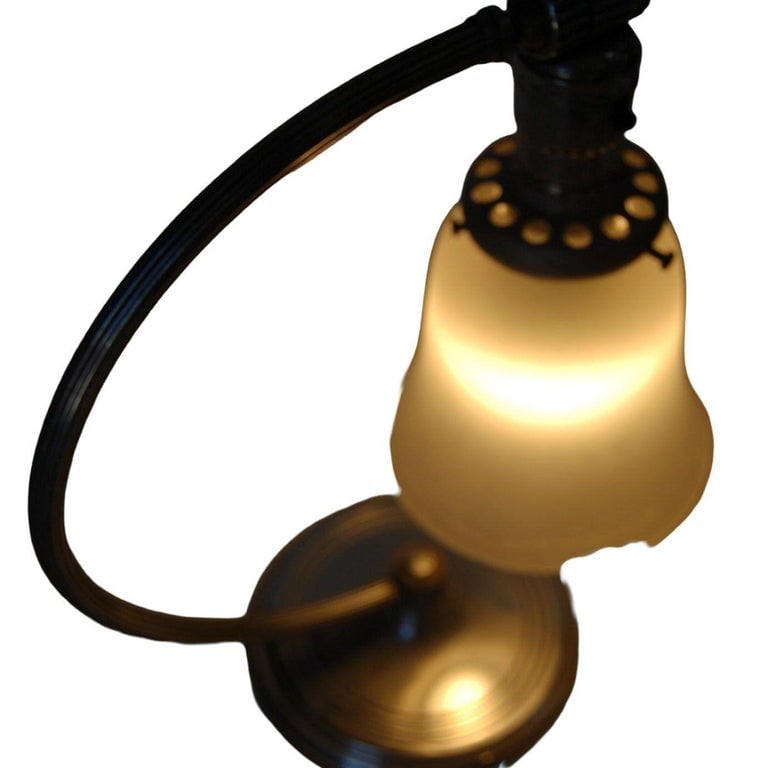 Nickel-Plated Accent Table Lamp with Frosted Bell Lamp Shade - 6