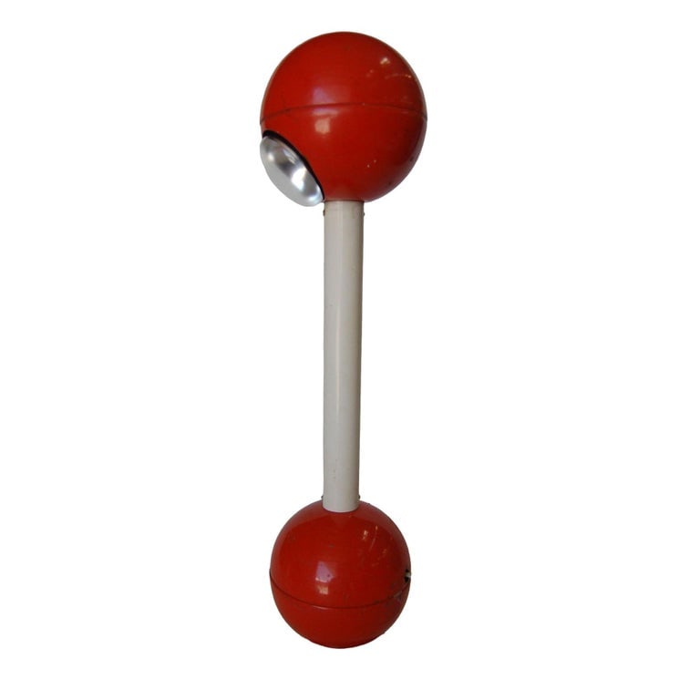 Modernist Red Metal Double Ball Barbell Accent Table Lamp - 4