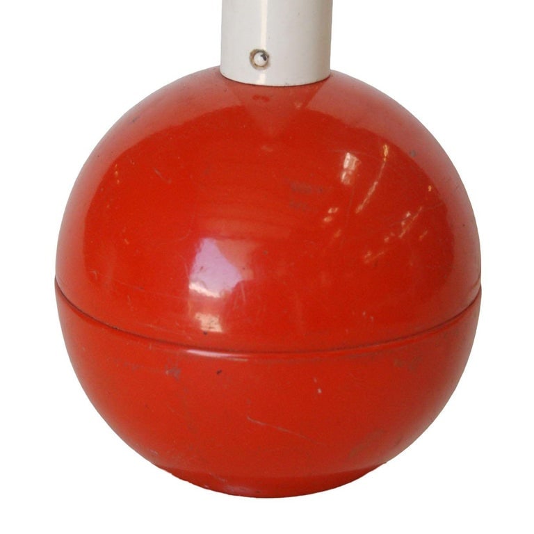 Modernist Red Metal Double Ball Barbell Accent Table Lamp - 7