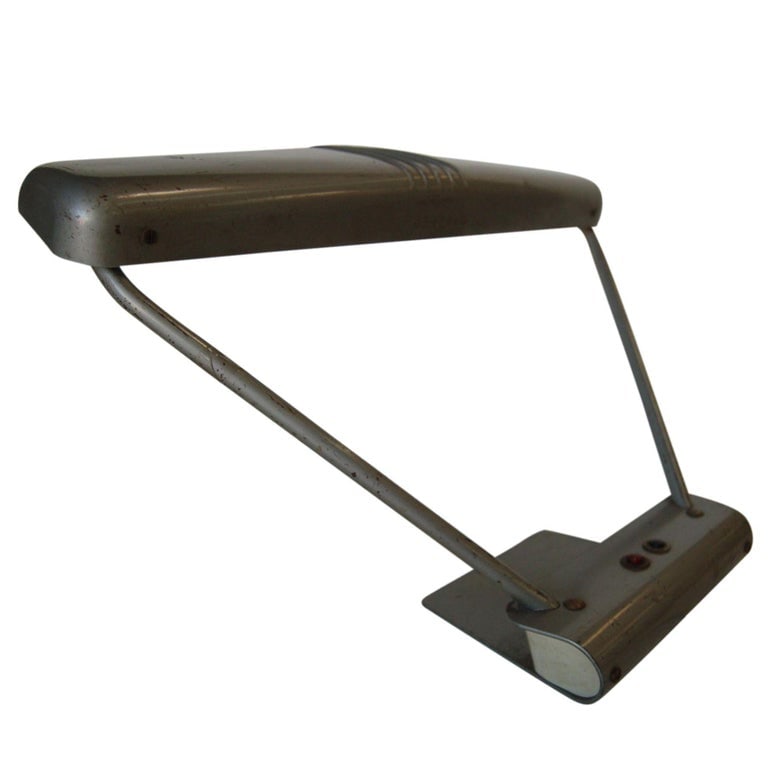 Gunmetal Grey Machine Age Tanker Fluorescent Desk Lamp - 6