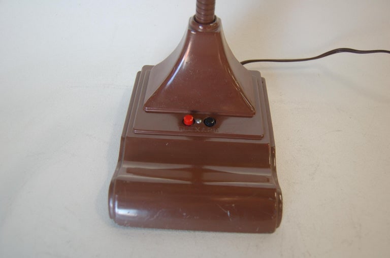 Midcentury Brown Enamel Fluorescent Gooseneck Desk Lamp by Art Specialty - 4