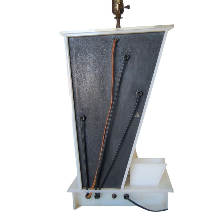 Lucite Table Lamp by Moss Lighting with Ceramic Figurine by Hedi Schoop - 8