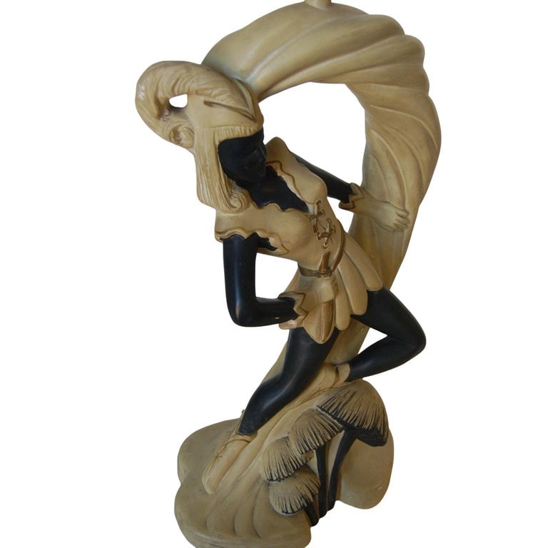 Saxon Crusader Robin Hood Chalkware Sculpture Continental Table Lamp, Pair - 11