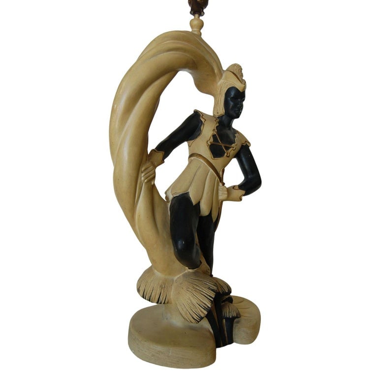 Saxon Crusader Robin Hood Chalkware Sculpture Continental Table Lamp, Pair - 5