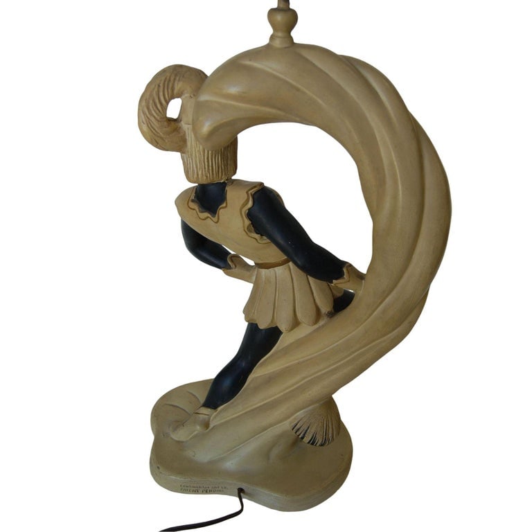 Saxon Crusader Robin Hood Chalkware Sculpture Continental Table Lamp, Pair - 8