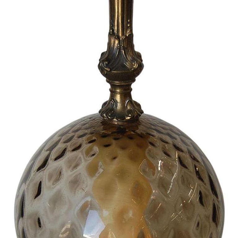 Hollywood Regency Smoked Bubble Glass Table Lamps Inner Glowing Accent Light - 6